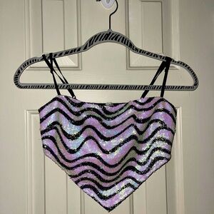Lily Star: Sparkly Zebra Print Triangle Tank, Size S